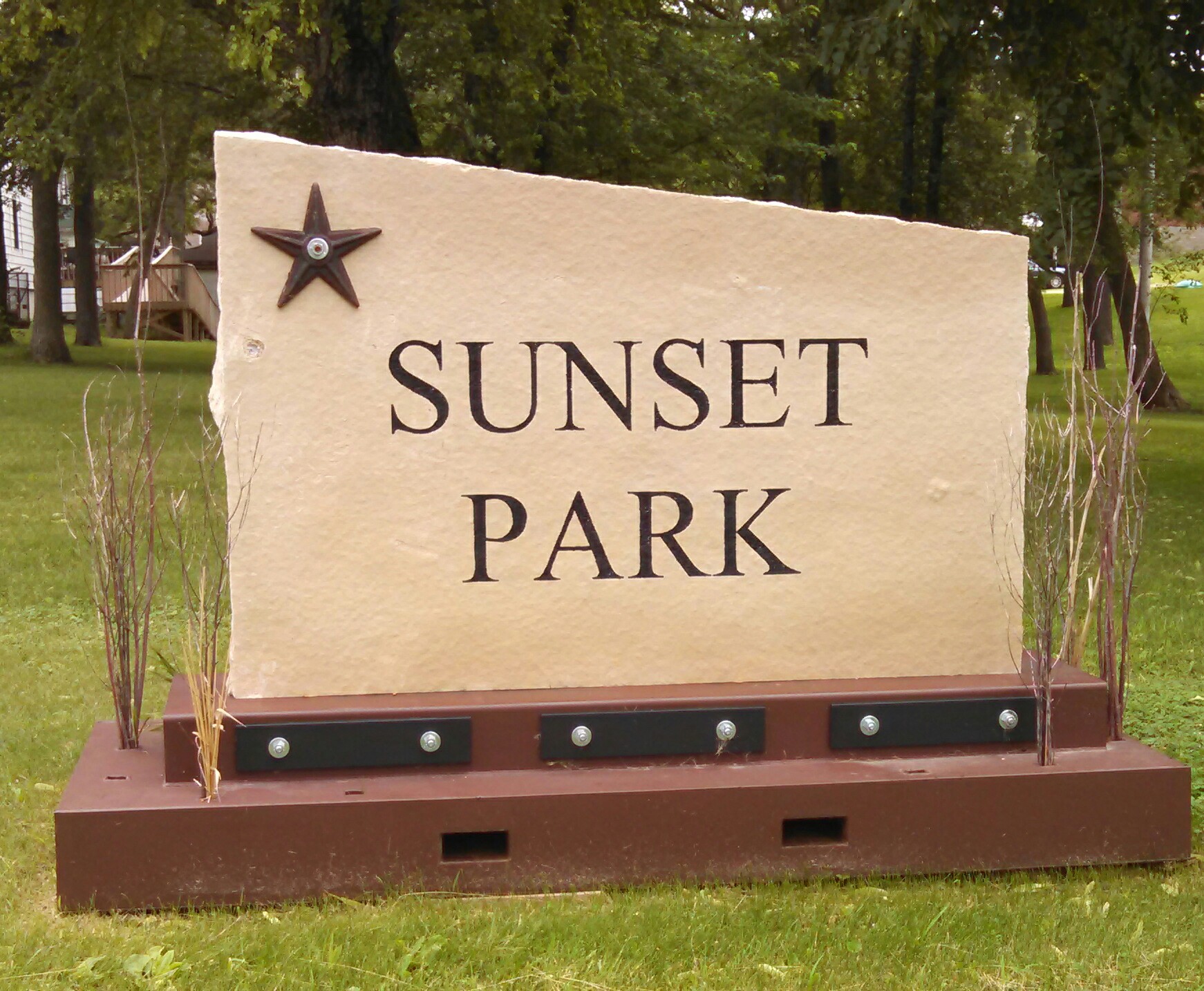 Sunset Park limestone sign