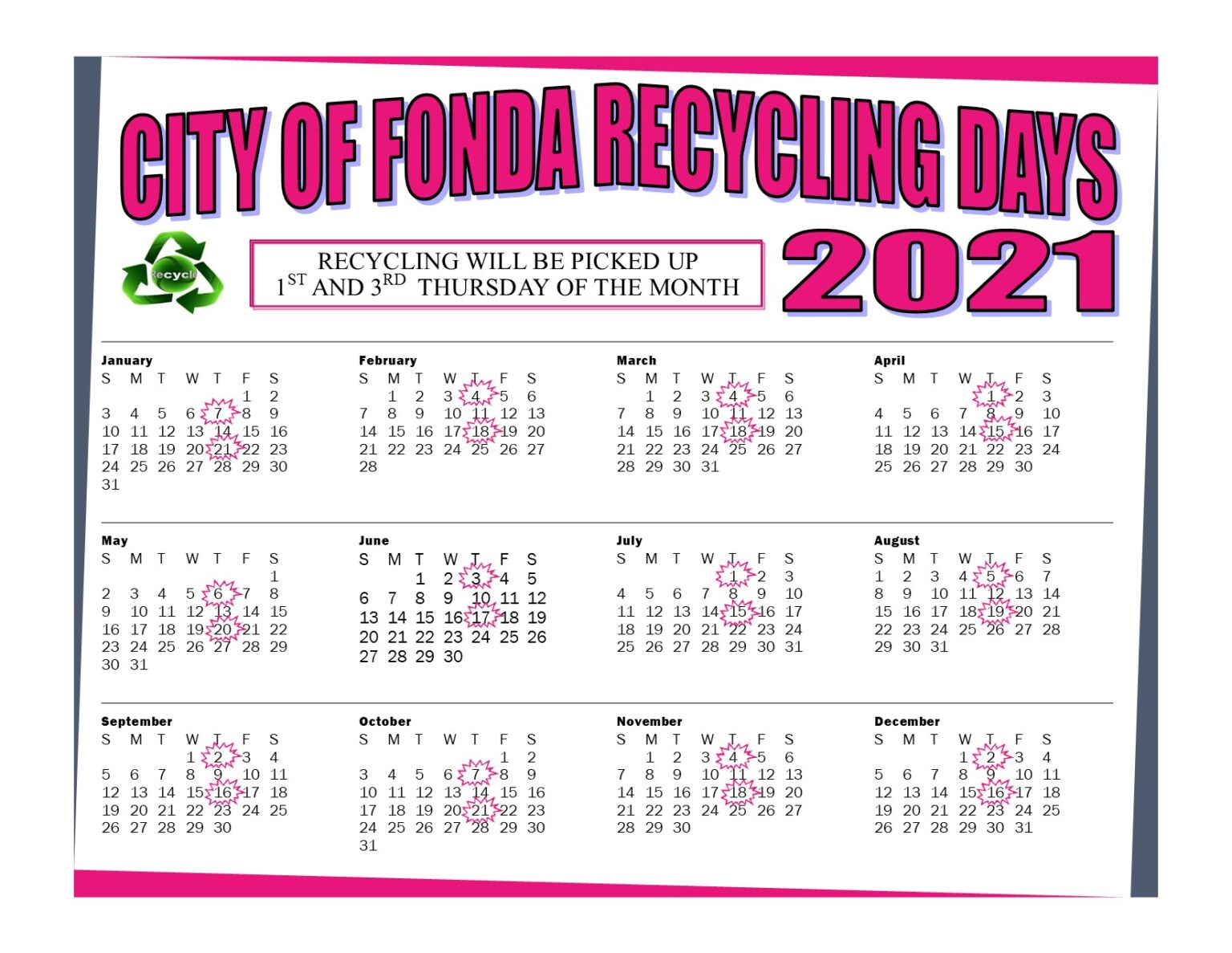 Recycling Calendar Fonda